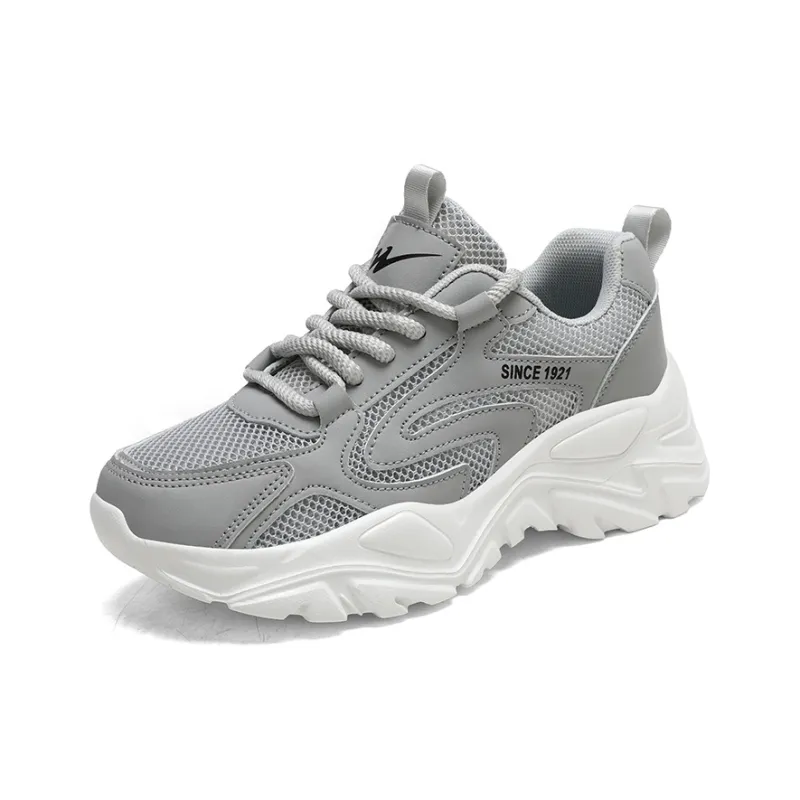 Binary Breathable Height Increase Low Top Chunky Sneakers Women's Gray-1