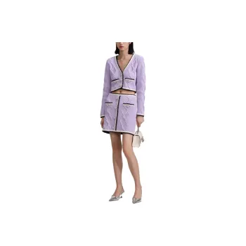 Self portrait Contrasting trim Cable knit Miniskirt