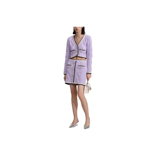 Self portrait Contrasting trim Cable knit Miniskirt