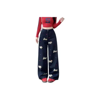DanerWang Jeans Women's Dark Blue