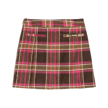 CHUU Casual Short Skirts Women's Pink Plaid