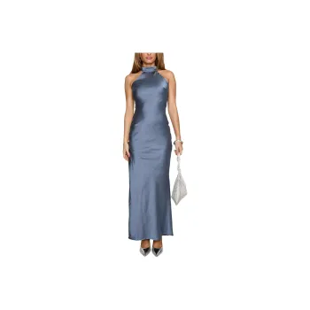 PRINCESS POLLY MORDECAI HALTER MAXI DRESS Sleeveless Dress Women's BLUE/Blue