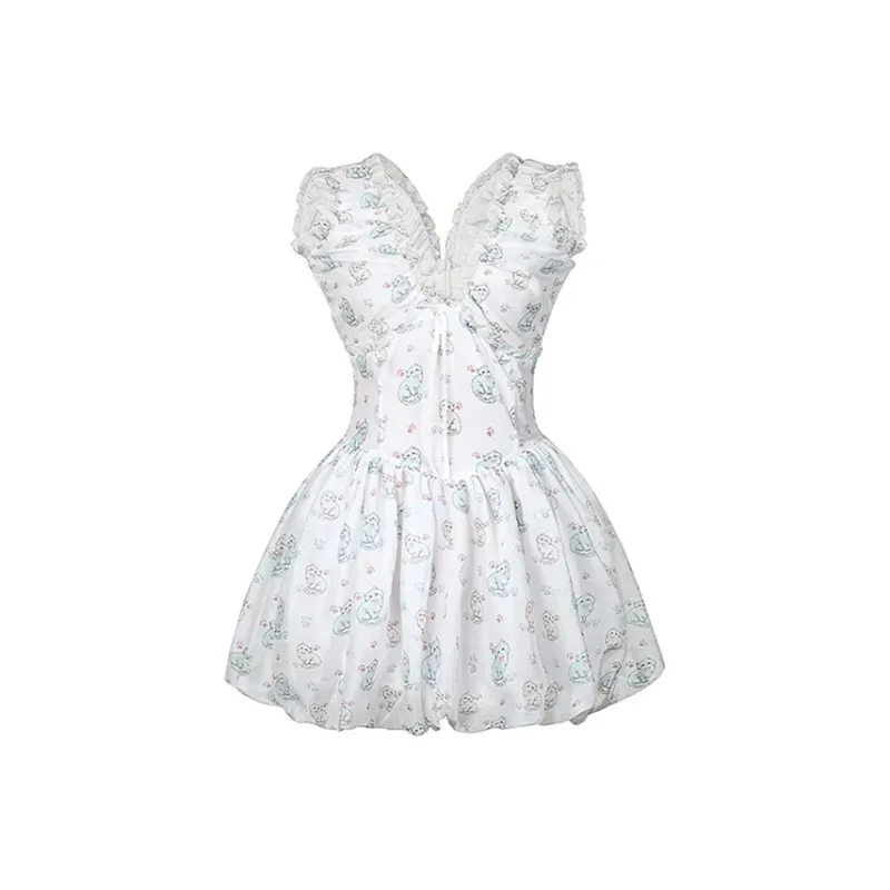 SECFLY OFFICIAL Sleeveless Dress Women's Cat Floral-0