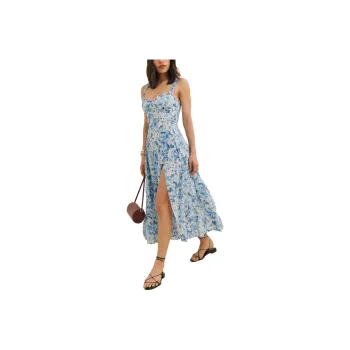 REFORMATION Katara Dress Slip Dress Women's Blue Floral Color