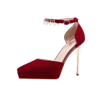 Lan Miao Slim Heel High Heels 12CM Women's Burgundy