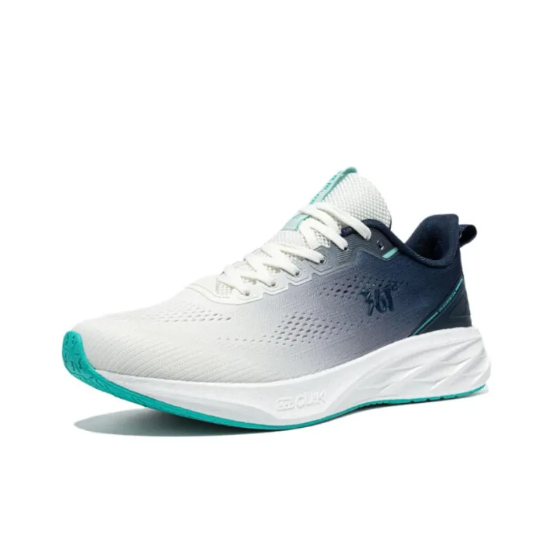 361° Wear resistant And Lightweight Low Top Casual Running Shoes Men's White Blue-2