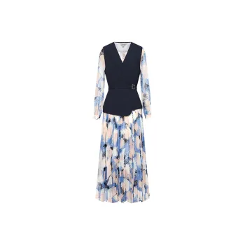 BBLLUUEE Skirt Set Women's Blue Orange
