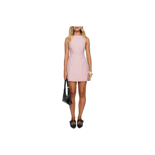 PRINCESS POLLY Alfalfa Shift Mini Dress Sleeveless Dress Women's Red Stripe/Red Stripes