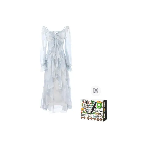 Pzhk Long Sleeved Dress Women's Light Blue