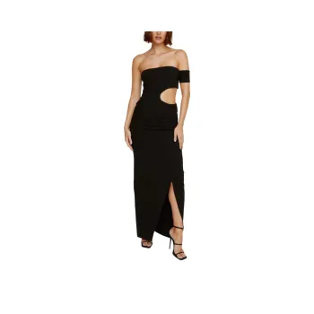 NASTY GAL Cut Out Bardot Maxi Dress Sleeveless Dress Women's Black