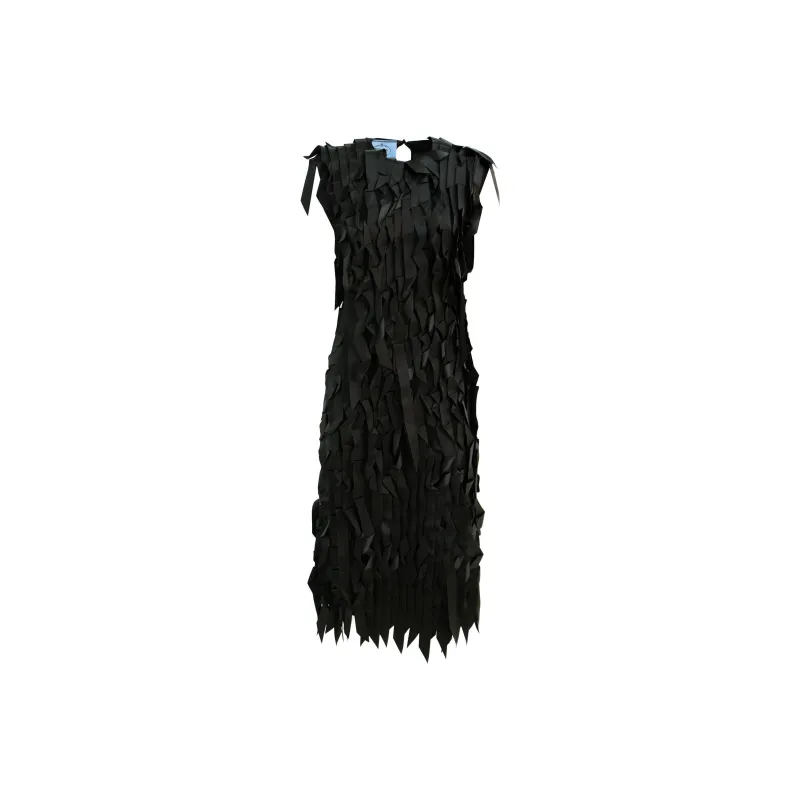 PRADA Fringed Detailed Sleeveless Mini Dress-0