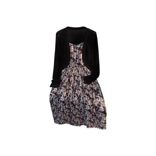 Cypress House Skirt Set Women's Black+Black With Yellow And Blue Floral