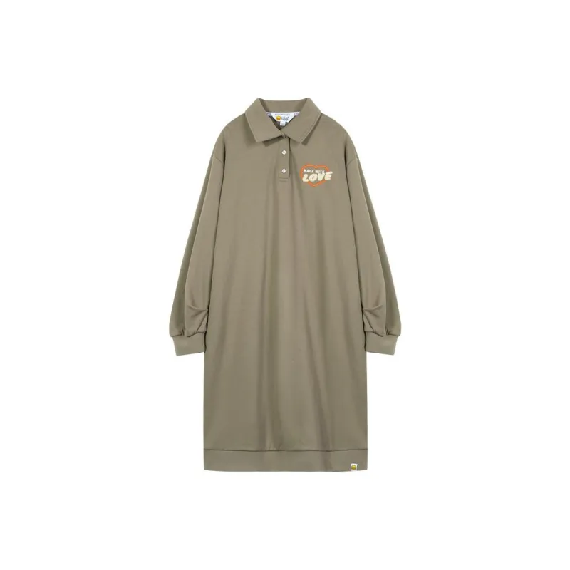 B.Duck Long Sleeved Dresses Women's Gray Brown-0