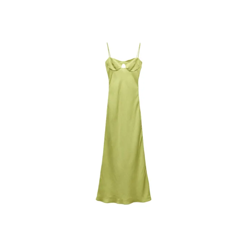 ZARA Slip Dresses Women's Green-0