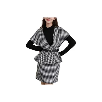 Wbwq Skirt Set Women's Houndstooth