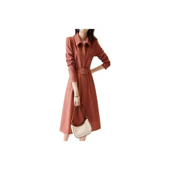 Mapping Long Sleeved Dresses Women's Leather Pink