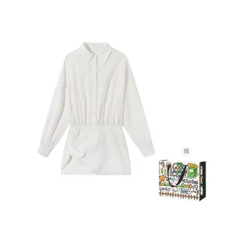 BVODE Long Sleeved Dress Women's Moon White