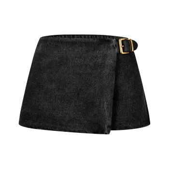 MIU MIU Denim Short Skirts Women's Dark Gray