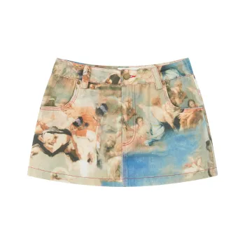 RUNTOTHEFUTURE Casual Short Skirts Women's Paris Portrait