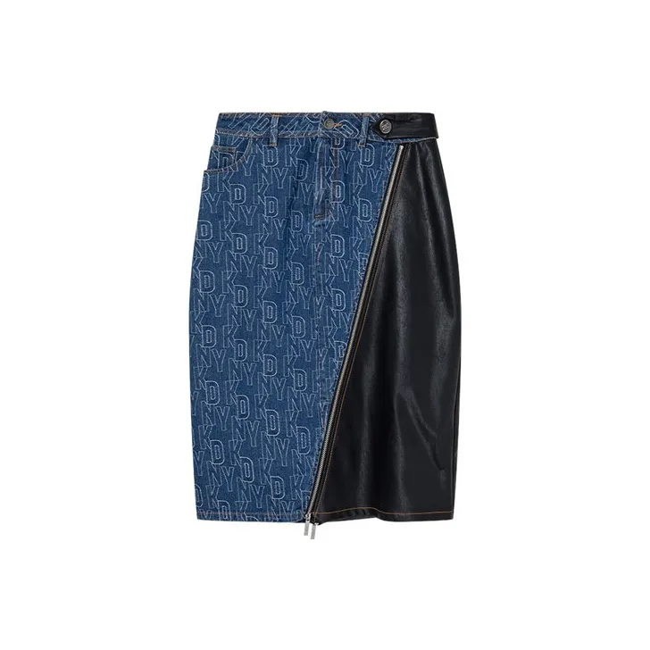 DKNY Denim Short Skirts Women's Dark Denim Blue-0