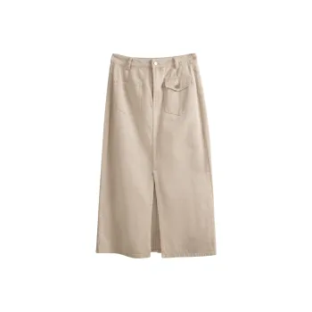 Olrain SS24 Casual Long Skirts Women's Milk Tea Beige