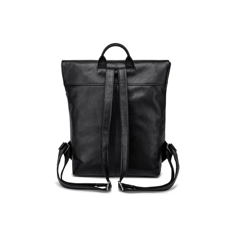 Ace Paul Top Grain Cow Leather Backpack Unisex Black-3