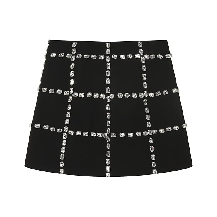 TCH Casual Short Skirts Women's Black With Silver Logo-0
