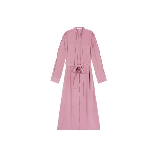 Maison Kitsune Tied Neck Belted Midi Shirt Dress