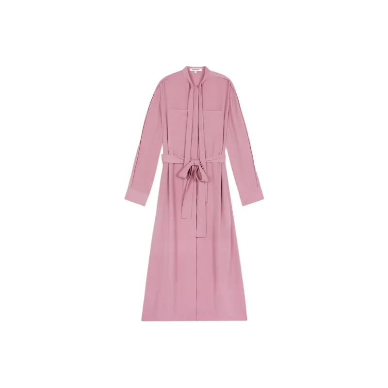Maison Kitsune Tied Neck Belted Midi Shirt Dress-0