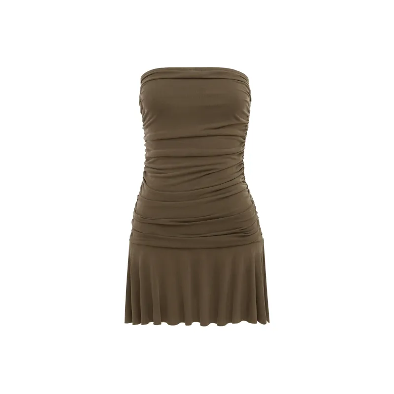 WITH JEAN FW24 Rayna Dress Sleeveless Dress Women's Brown/Brown-0