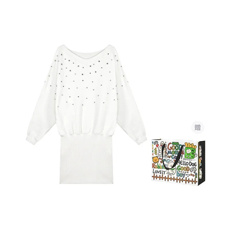 ZVJH Long Sleeved Dresses Women's Ecru-0