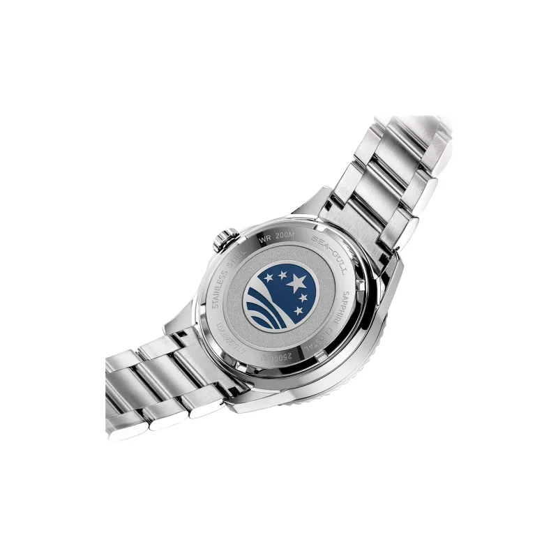 Sea Gull Ocean Automatic Mechanical Movement Steel Strap Watch Men's Watches Black Dial-4