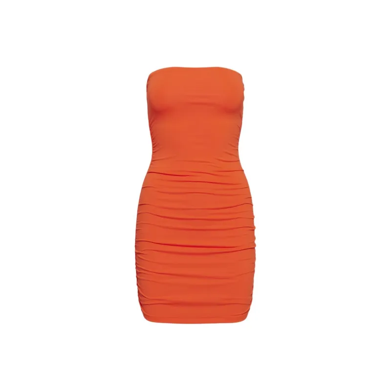 ARITZIA Contour Contour Ruched Mini Tube Dress Sleeveless Dress Women's Hot Cheeky Red/Hot Blush Red Lips-0