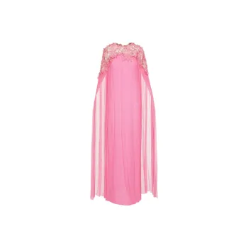 OSCAR DE LA RENTA Floral-embroidered Caftan Dress