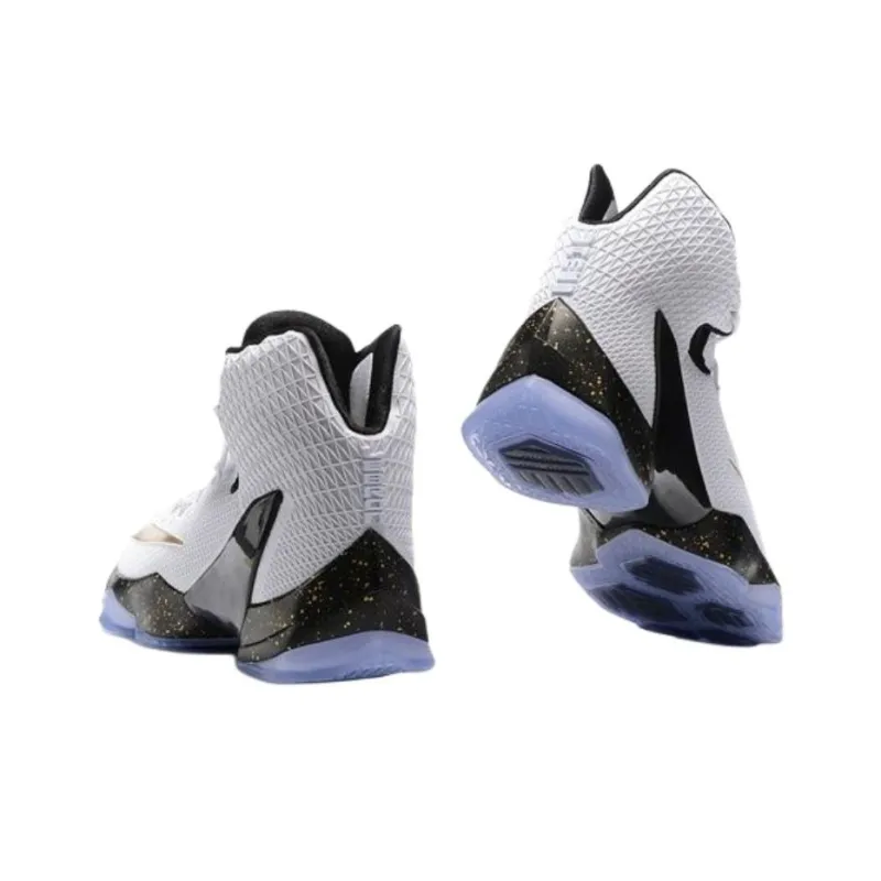 Nike Lebron 13 Elite Anti Slip Wear Resistant High Top Basketball Shoes Men's White Gold-2
