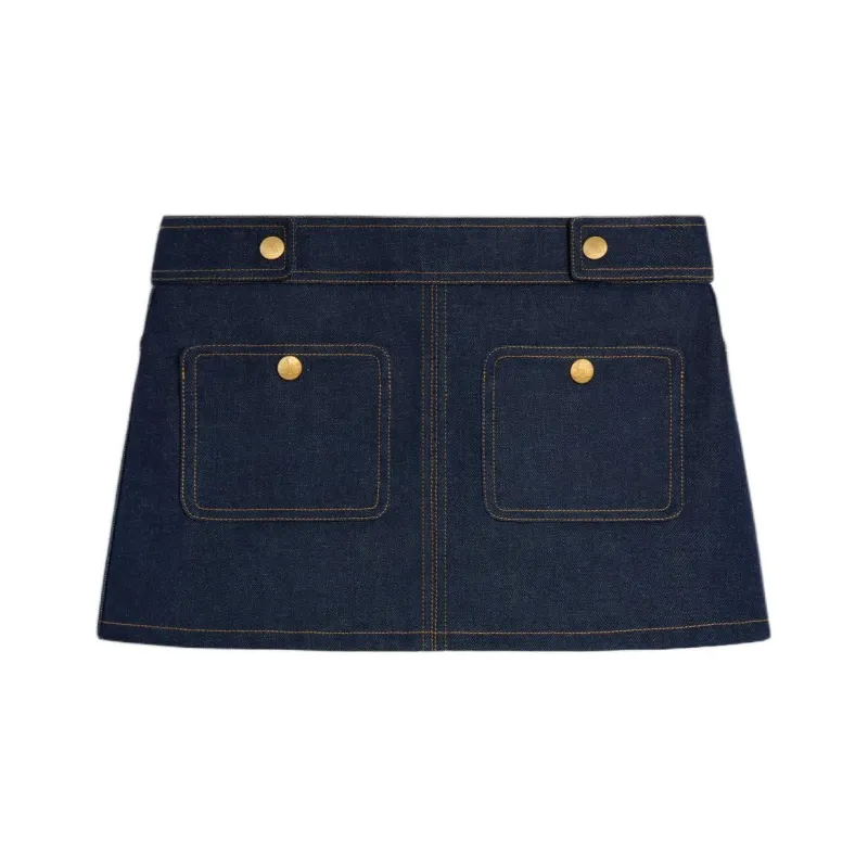 CELINE Button Detailed Denim Skirt-0