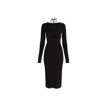 KARL LAGERFELD / Karl Lagerfeld Jeans Cut-Out Halterneck Long Sleeved Knitted Dress