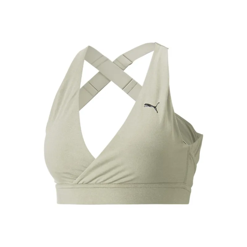 PUMA Yogini Mid Impact Yogini Cross Over Bra Sports Underwear Women's Green-0