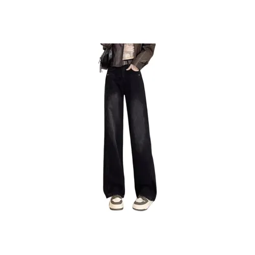 DanerWang Jeans Women's Black[Fleece Lined]