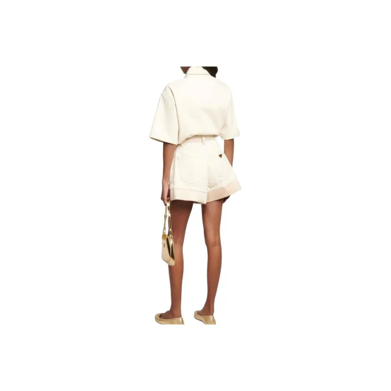 PRADA SS23 Denim Shorts Women's Beige Yellow-7