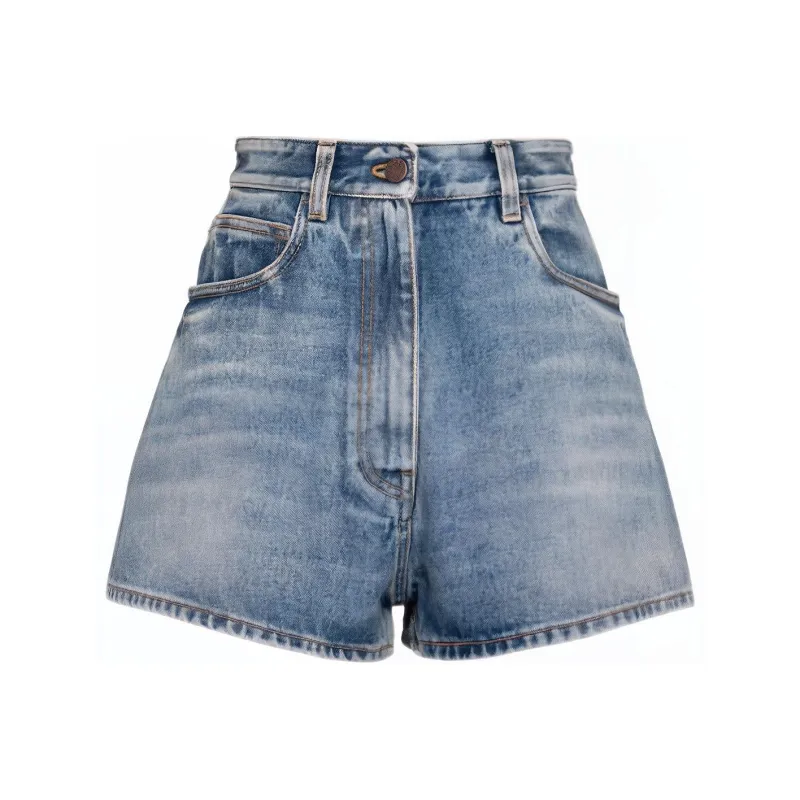 PRADA Triangle logo Denim Shorts-0