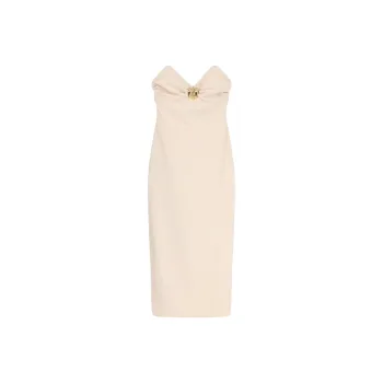 Elisabetta Franchi Macro Bow Flowing Crêpe Sheath Dress