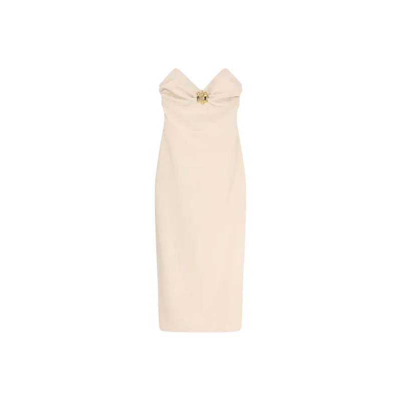 Elisabetta Franchi Macro Bow Flowing Crêpe Sheath Dress-0
