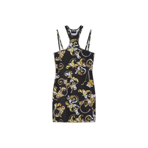 VERSACE JEANS Sleeveless Dress Women's Black Gold