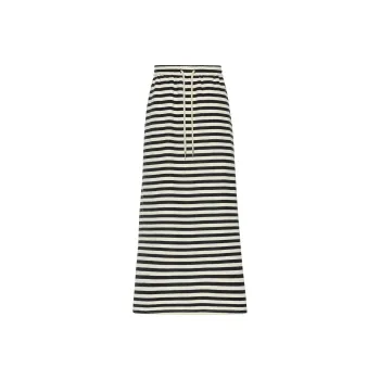 MEIYANG Casual Long Skirts Women's Black White Stripes
