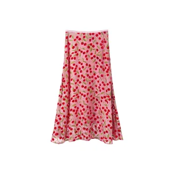 NancyCavally Casual Long Skirt Women's Cherry Pink