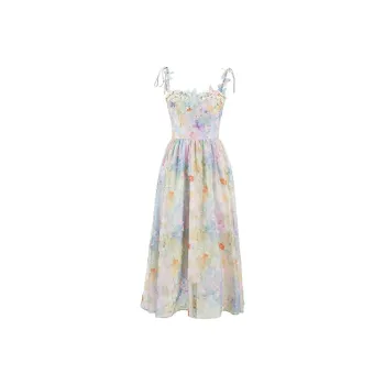 SKYA Slip Dress Women's Pink Blue