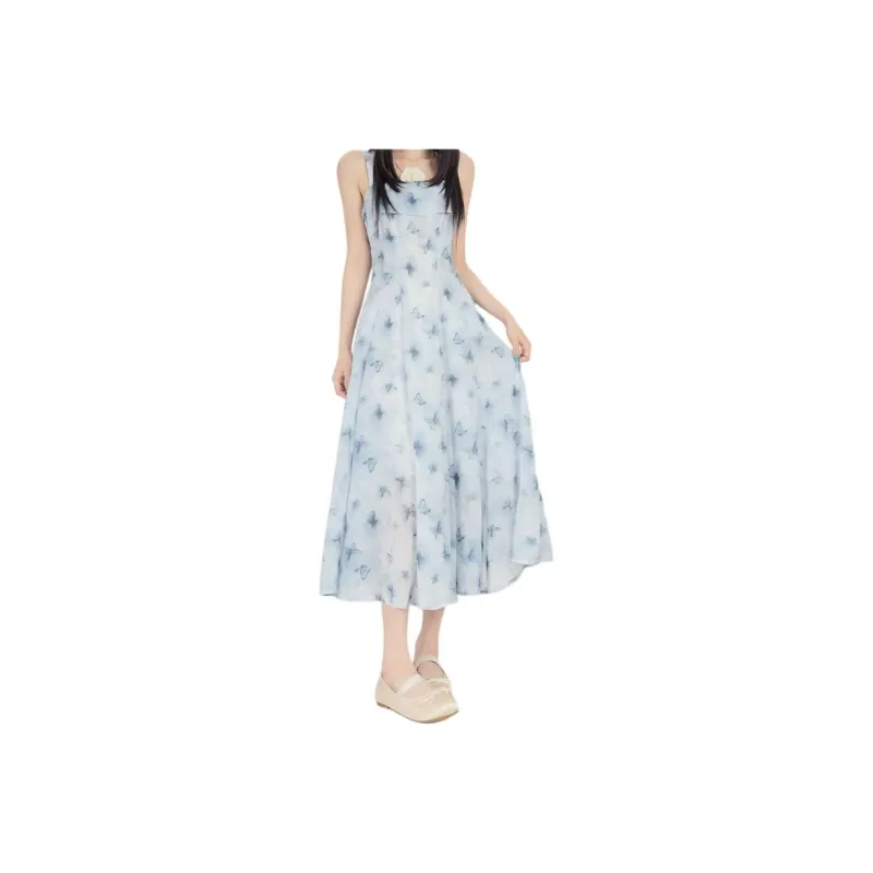 Concubine Zhu Sleeveless Dress Women's Lake Blue-0