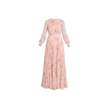 Erdem Pleated Floral Maxi Dress