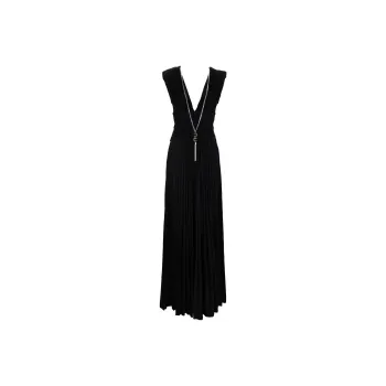 Elisabetta Franchi V Neck Draped Red Carpet Maxi Dress